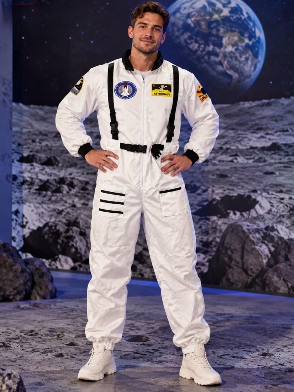 White men Astronaut Costume with Black Accents size S